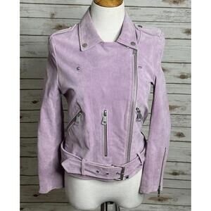 Bagatelle, NYC bikercore light purple suede motorcycle jacket Size Medium